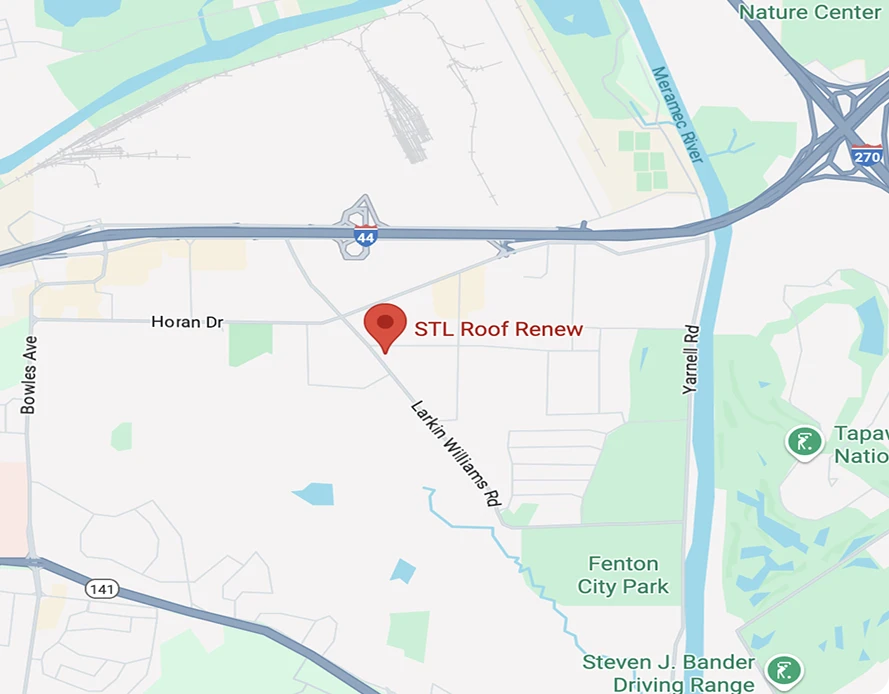 A map of St Louis highlighting key landmarks and neighborhoods—perfect for planning your next adventure or finding trusted local services like STL Roof Renew for expert roof rejuvenation.